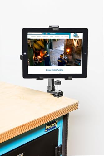 HAZET 179N-45 Soporte para tabletas, compatible con el carro de taller HAZET para tabletas de 120-222 mm, ángulo de sujeción ajustable, sujeción segura con almohadilla de gomaespuma