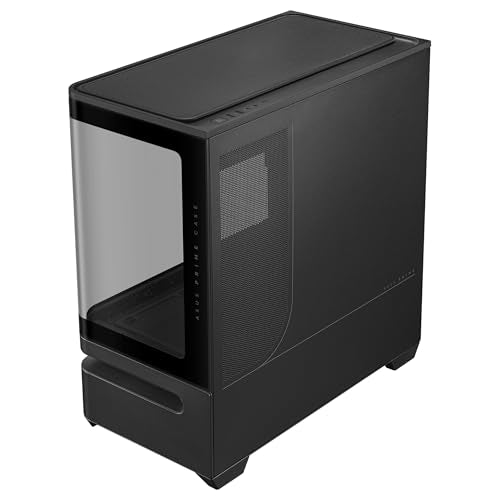ASUS Prime AP202 ARGB Caja mATX, Cristal Curvado Templado, Compatible con gráficas de hasta 420 mm, radiadores de 360 mm, raíl de fácil extracción, ventilación de Ranura, Ventiladores ARGB, Negro