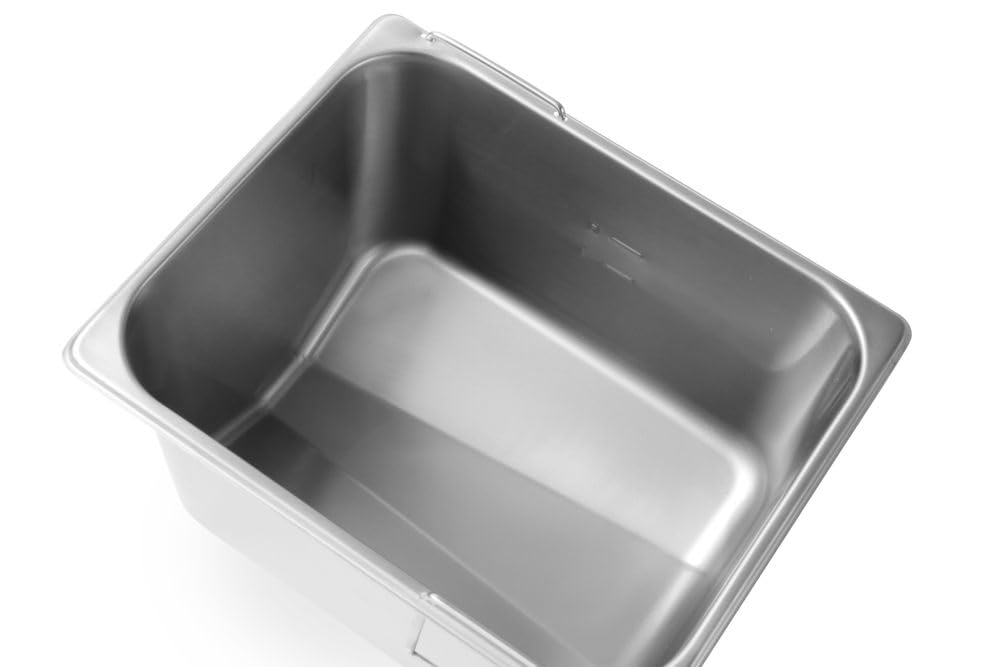 HENDI Freidora eléctrica, temperatura ajustable hasta 195°C, termostato de seguridad, zona fría, con tapa y cesta de freír, 8L, 230V, 3500W, 300x455x(H)345mm, acero inoxidable 18/0