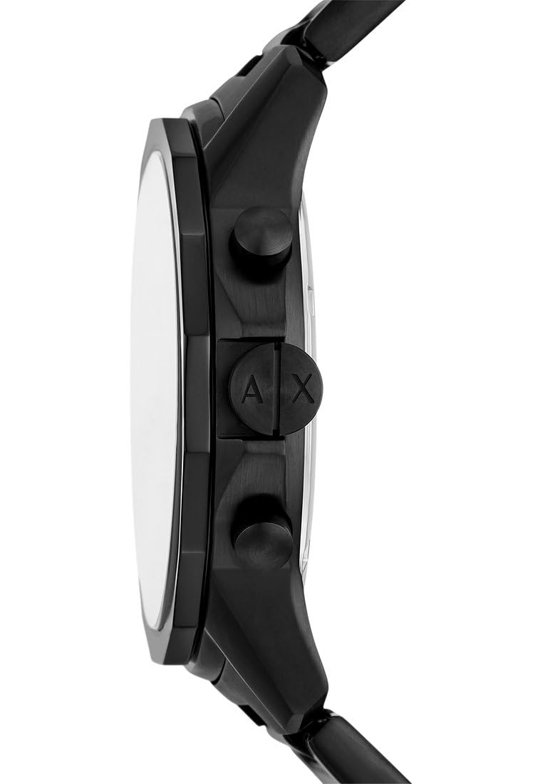 Armani Exchange Reloj Negro para Hombre, Movimiento cronógrafo Cuarzo y Caja 44mm con Correa Acero Inoxidable, Grafito y Negro Azabache