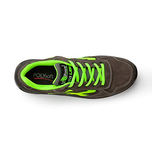 U-Power Red Lion Yoda, Zapatos de Seguridad Unisex, Ligeros, Flexibles, de Cuero antipinchazos, con Inserto Infinergy, con Puntera de Aluminio - Grey & Green 42