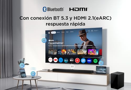 TCL Barra de Sonido Q75H con tecnología RayDanz de 5.1.2ch Dolby Atmos & DTS:X con subwoofer inalámbrico Compatible con HDMI 2.1 y BT 5.3