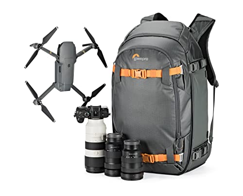 Lowepro Whistler 450 AW II, Mochila Fotográfica, Todo el Año, Tejido Reciclado, Todos los Clima, para Profesionales,Espacio para Portátil de 15", Almohadillas Insertables, Cámara Mirrorless/DSLR, Gris