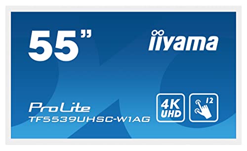 iiyama ProLite TF5539UHSC-W1AG - Monitor LED (139 cm, 55", IPS, 4K, UHD, 15 puntos, capacitivo, VGA HDMI, DP RS-232c, RJ45, 7H, IP54, antirreflejos, 24/7)