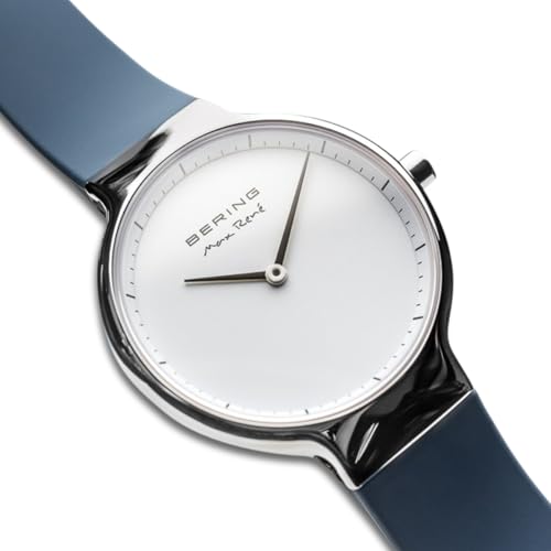 BERING 15531-700 Reloj de cuarzo para mujer con caja de acero inoxidable plateado de 31 mm y esfera blanca, correa de silicona, cristal de zafiro y resistencia al agua de 5 ATM