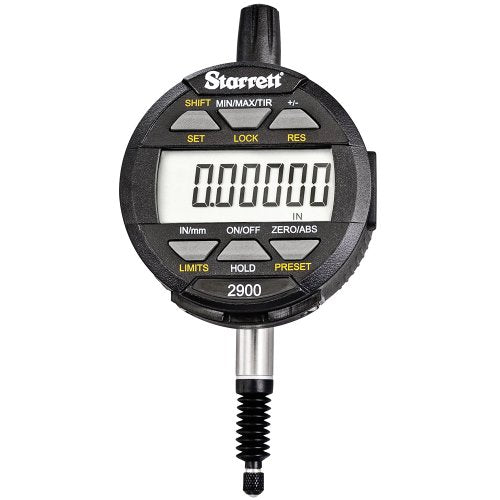 Starrett 2900-6 LCD indicador electrónico, 0.3 "diámetro del vástago., 0-0.5"/0-12mm rango