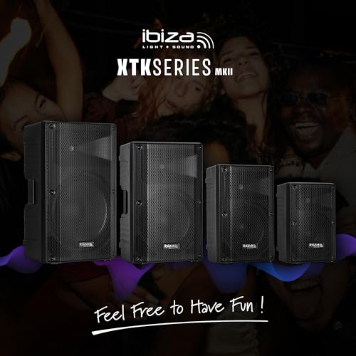 Ibiza - XTK10-MKII - Altavoz SONO pasivo de 10"/25cm - Tweeter de compresión de 25mm - Sistema Bass Reflex - Asa y ruedas - NUEVA VERSIÓN - Negro - Fiestas, Eventos, Discotecas, Conferencias