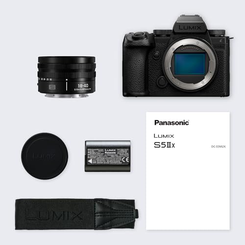 Panasonic LUMIX DC-S5M2XNE Cámara Marco Completo Sin Espejo, Grabación 4K 60P y 6K 30P, Pantalla Abatible, Wi-Fi, AF Híbrido De Fase, IS Activo, ISO Nativo Dual, con S-R1840E 18-40mm S Lente