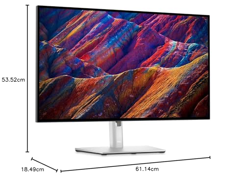 Dell U2723QE UltraSharp USB-C 27" 4K UHD (3840x2160) Monitor, 60Hz, IPS, 5ms, 98% DCI-P3, HDR400, 3x USB-C, 2x DisplayPort, HDMI, 5x USB, RJ45, Plata
