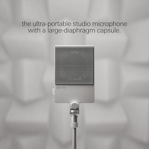 Teenage Engineering CM-15 Micrófono de Condensador de Estudio Portátil, Carga USB-C, Batería de 10 Horas, Salida de Línea Mini Jack de 3,5 mm, Alimentación Fantasma de 48V, Interruptor de Ganancia