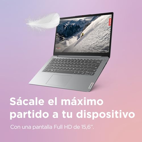 Lenovo IdeaPad 1 Gen 7 - Ordenador Portátil 15.6" FHD (AMD Ryzen 7 5700U, 16GB RAM, 512GB SSD, AMD Radeon Graphics, Wi-Fi 6, Sin Sistema Operativo), Teclado QWERTY Español, Color Gris Nube
