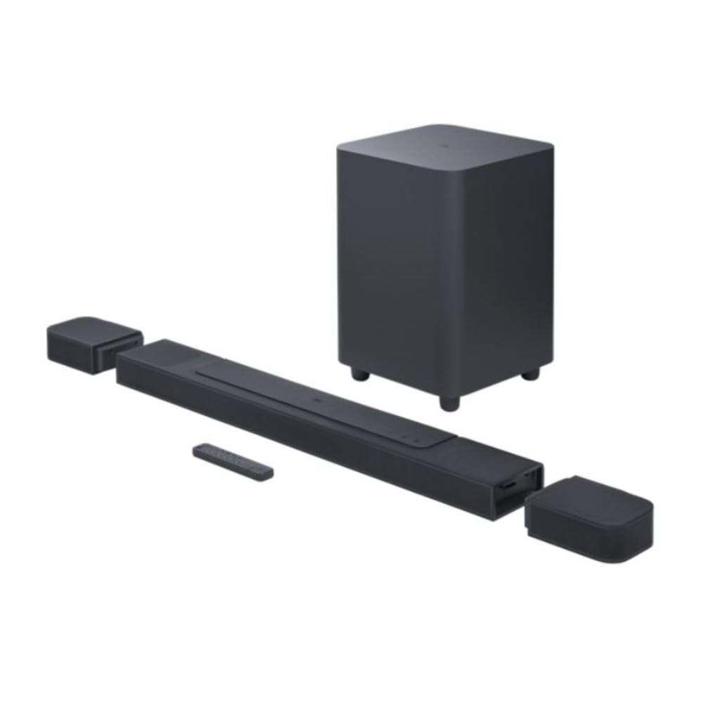 JBL Bar 1000, barra de sonido, altavoces y subwoofer inalámbrico, tecnología PureVoice, HDMI eARC, sonido envolvente Dolby Atmos, DTS X, MultiBeam, en negro