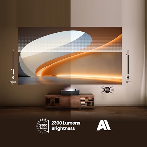 Hisense PT1SE - Proyector Laser Tricroma UHD 4K Smart TV Tiro Ultra Corto, de 80" a 150", 2300 Lumen, HDR10, Contraste Nativo 3000:1, Dolby Vision, Dolby Atmos, IMAX Enhaced, Smooth Motion, 3xHDMI 2.1