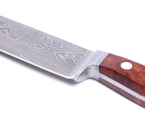 Güde Schinkenmesser F.Serie Klingenlänge Wüsteneinsenholz Solingen jamonero Acero de Damasco Forjado, 21 cm, Madera de Palo fierro, Cuchillo de Trinchar, F.GÜDE, Hecho a Mano en Alemania, Marrón