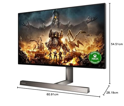 Philips 279M1RV/00-27, Monitor UHD para Juegos, HDR600, Ambiglow, FreeSync Premium Pro (3840 x 2160, 144 Hz, HDMI 2.1, Display Port 1.4, USB-C 3.2, Hub USB) Negro