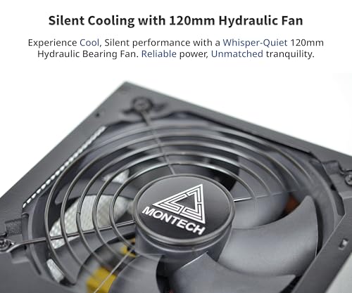 MONTECH APX - Fuente de alimentación no Modular de 750 W, Certificado 80 Plus, tecnología Intel ATX12V-CC a CC, diseño de Cable Plano para Mejorar la eficiencia térmica, Ventilador de 120 mm (APX