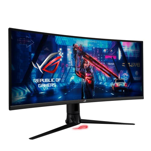 ASUS ROG Strix XG349C - Monitor de Gaming Curvo 34 Pulgadas, UWQHD (3440 x 1440, OC. a 180 Hz, 1 ms MPRT, Extreme Low Motion Blur Sync, USB de Tipo C, 135% sRGB, G-Sync, DisplayHDR 400), Negro
