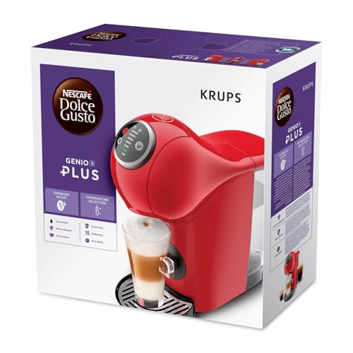 Krups Nescafé Dolce Gusto Genio S Plus KP3405. Cafetera de cápsulas, Eco, pantalla táctil, 4 ajustes temperatura, rojo