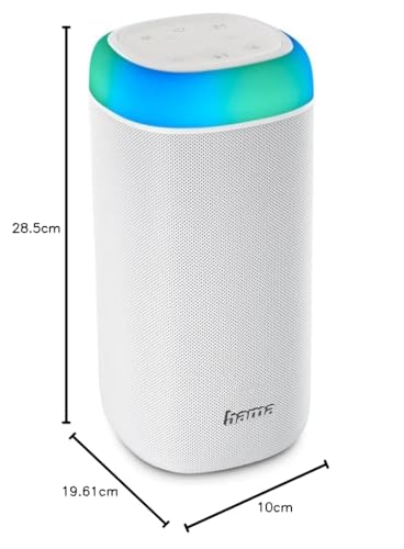 Hama | Altavoz Bluetooth Compacto 5W con iluminación LED, batería 10 h, Manos Libres y Entrada Auxiliar – portátil e Impermeable - Blanco