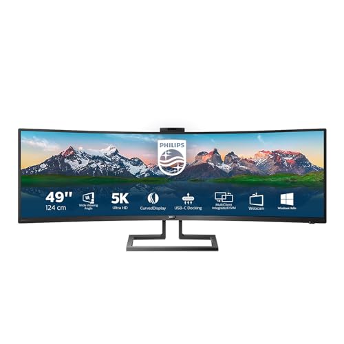 Philips Monitors 499P9H, 49", Curved 1800R, SuperWide, 70Hz, VA, AdaptiveSync (5120x1440, 450cd/m, HDMI 2x2.0, Displayport 1x1.4), negro