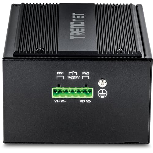 TRENDnet TI-PG262 TI-PG262 - Conmutador Industrial no administrado con 26 Puertos Gigabit PoE+, 8 Puertos Gigabit RJ-45, 2 Puertos SFP, IP30, protección de por Vida, Color Negro