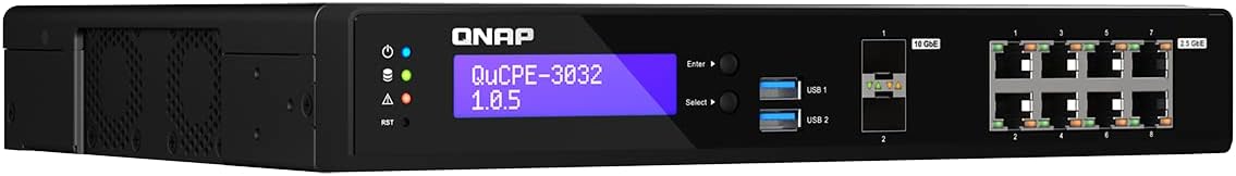 QNAP QuCPE-3032-C3558R-8G Intel C3558R QuCPE-3032-C3558R-8G Intel Atom C3558R 8x2.5GbE RJ45 Ports and 2x10GbE SFP+ Ports 2xM.2 2280 NVMe Slot 60W PS Units