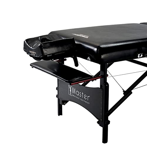 Master Massage Galaxy - Camilla de Masaje Plegable (71 cm, Patas de Madera, Bolsa de Transporte), Negro
