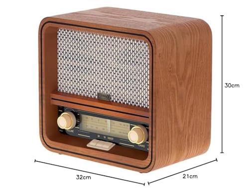 Camry CR1188 Radio Retro Am/FM, Bluetooth, Sintonizador de Frecuencia Manual, Puerto USB, Carcasa Madera Diseño Vintage