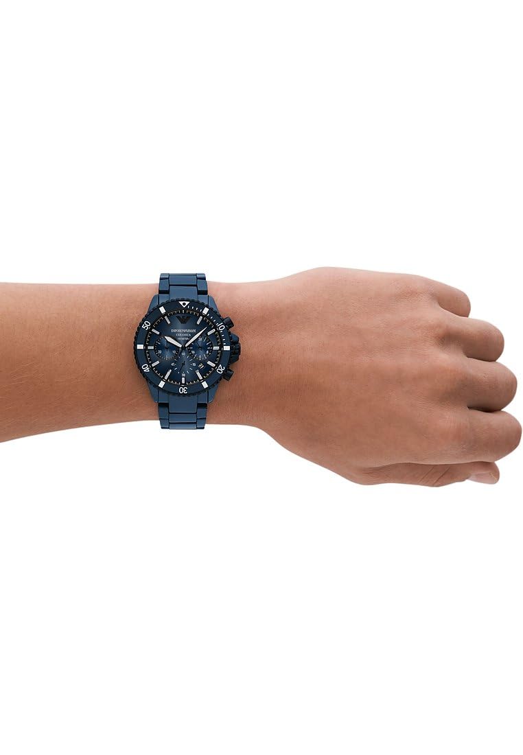 Emporio Armani Reloj Análogico-Digital para Hombres de Automático con Correa en Poliéster AR70009, Azul