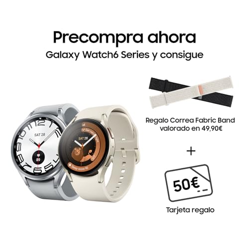 Samsung Galaxy Watch6 Classic 4G LTE, 47 mm + Correa de recambio - Smartwatch, Control de Salud, Seguimiento Deportivo, Batería de Carga Rápida, Plateado (Versión Española)