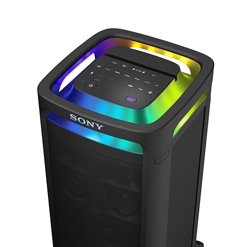 Sony ULT Tower 9, Ultimate Bluetooth Party Speaker, 25 H de batería y alimentación de Red, 2 Modos ULT Power Sound, X-Balanced Speaker, 360 Luces y Sonido, entradas de Karaoke, Negro