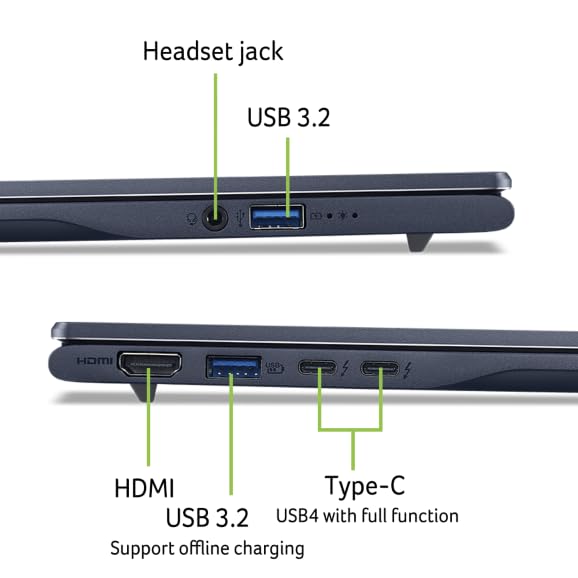 Acer Swift 14 AI SF14-51- Ordenador Portátil 14" WUXGA + OLED (Intel Core Ultra 7 258V, 32 GB RAM DDR5, 1024 GB SSD, Intel ARC Graphics, Windows 11 Home) Azul- Teclado QWERTY Español retroiluminado
