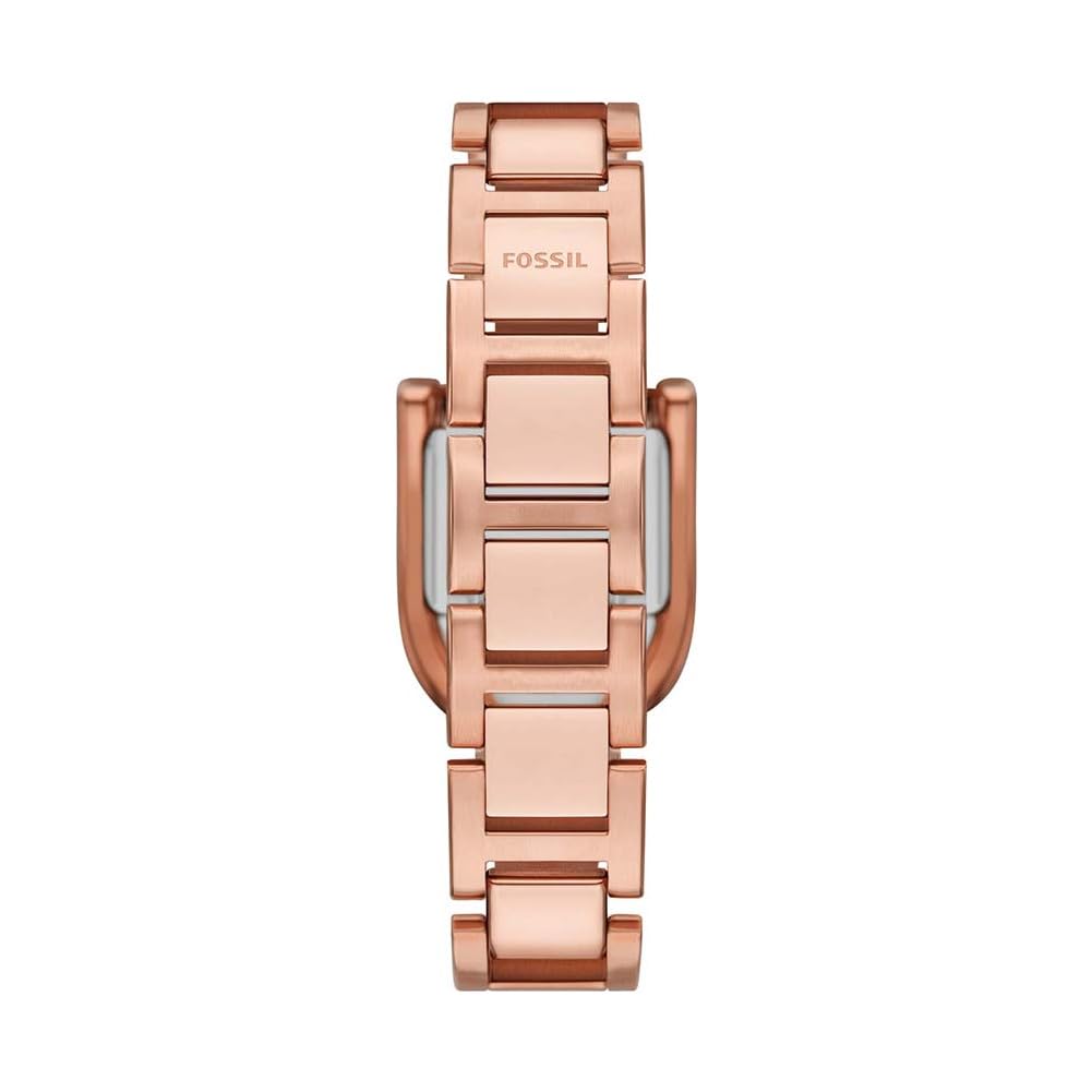 Fossil Harwell Reloj para Mujer, Movimiento de Cuarzo con Correa de Acero o Piel, Tono Oro Rosa y marrón, 28MM