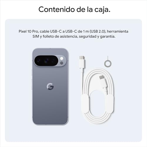 Google Pixel 10 Pro - Smartphone Android Libre con Gemini, Sistema de cámara Trasera Triple, batería de más de 24 Horas y Pantalla Super Actua de 6,3" - Piedra Lunar, 128GB