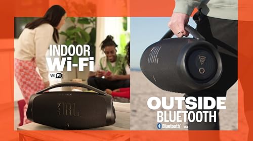 JBL Boombox 3 Wifi Altavoz Bluetooth inalámbrico, resistente al agua y al polvo IP67, con batería de hasta 24 horas de duración, en negro