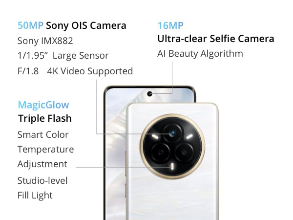 realme 14 Pro Smartphone 5G,Blanco,Batería 5260 mAh, cámara Sony IMX882 OIS AI,Diseño Que Cambia de Color con el frío,IP69,18GB(8+10expansión)+256GB,Exclusivo de Amazon(sin Adaptador)