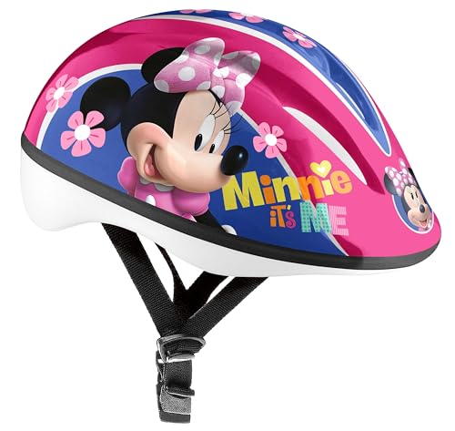 Bicicleta Infantil de 14 Pulgadas, niña Minnie/Disney Equipada con 2 Frenos, Soporte Trasero para muñecas, Cesta Delantera y Casco incluidos