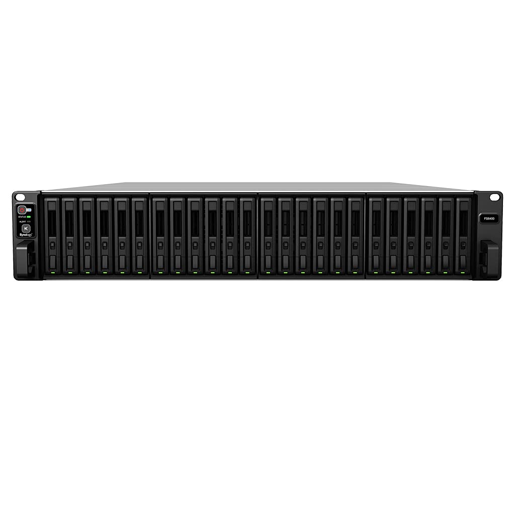 Synology FlashStation FS6400 - NAS Server - 24 Bays - Rack-mountable - Raid 0, 1, 5, 6, 10, JBOD, Raid F1 - RAM 32 GB - Gigabit Ethernet / 10 Gigabit Ethernet - iSCSI - 2U