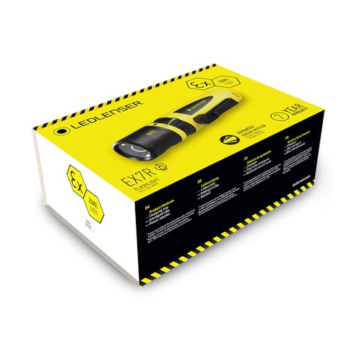 Linterna de bolsillo robusta para taller Ledlenser EX7R, enfocable, recargable con batería de litio, protegida contra explosiones zona EX 0/20, 220lm, impermeable IP68, 140m de haz de luz