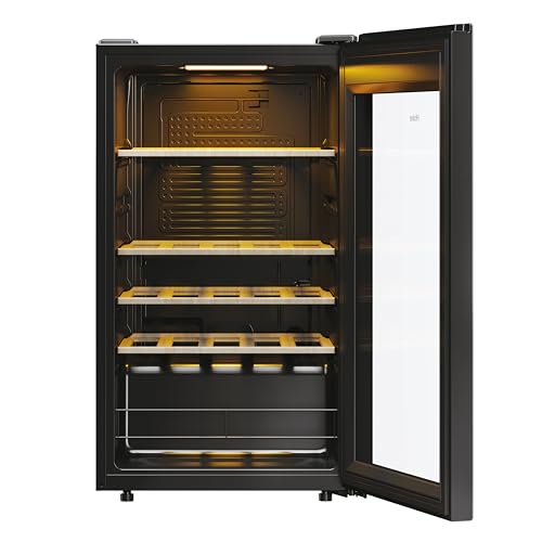Haier Wine Bank 50 Series 3 HWS34GGH1 - Vinoteca 34 botellas, WIFI, Estantes de madera, Filtro Anti-UV, Filtro de carbón, Filtro de carbón, Display Digital, Iluminación LED, Silenciosa 37 dbA, Negra