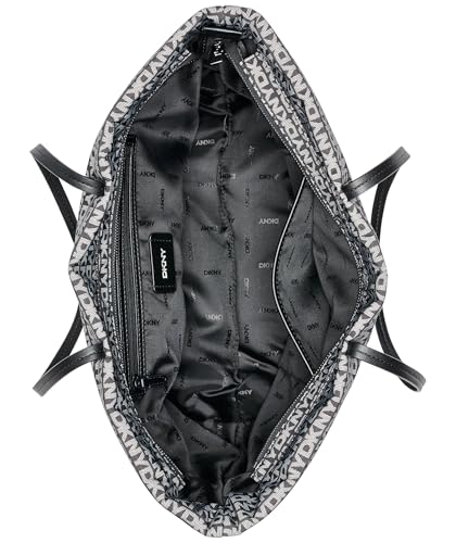 DKNY Jenny Tote, 100% poliéster con Ribete de Poliuretano Mujeres, Logotipo Negro y Negro