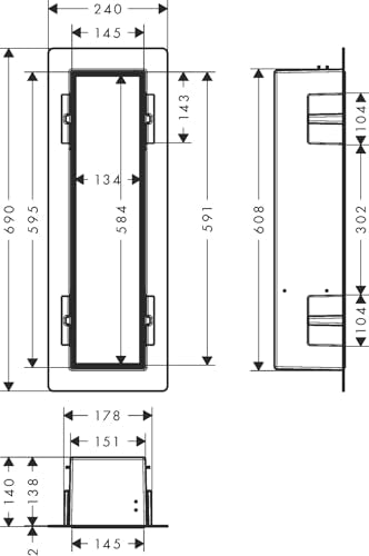hansgrohe XtraStoris Rock, escobillero baño empotrado con repisa y puerta alicatable, nicho de pared baño, escobilla wc empotrada, escobilla baño empotrada, accesorios baño, negro mate, 56060670