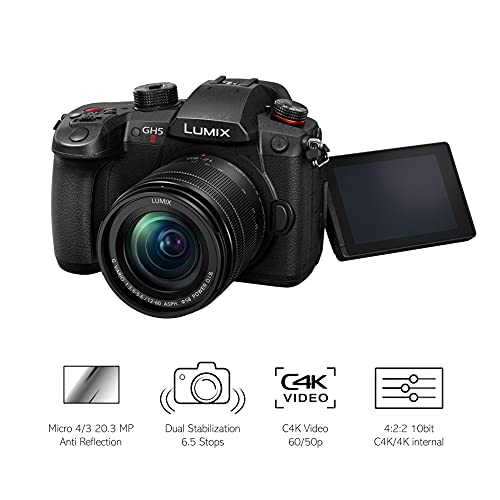 Panasonic Lumix DC-GH5M2ME - Cámara EVIL con Objetivo 12-60 mm/F3.5-5.6 (20MP, 4K, Doble Estabilización, Protección contra Frío, Polvo y Salpicaduras) Negro