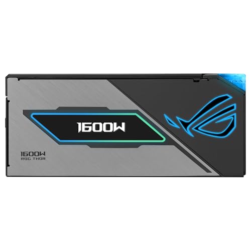 ASUS ROG Thor 1600W Titanium III Fuente de alimentación, 80 Plus Titanium, ATX 3.1, MOSFET GAN, Estabilizador de Voltaje Inteligente, Pantalla OLED magnética, Modo Turbo, 10 años de protección