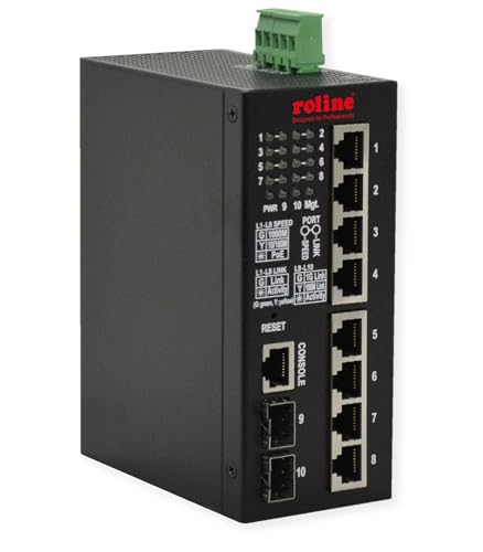 ROLINE Industrial Gigabit Switch, 10 Puertos, PoE+, Smart Managed, 240W