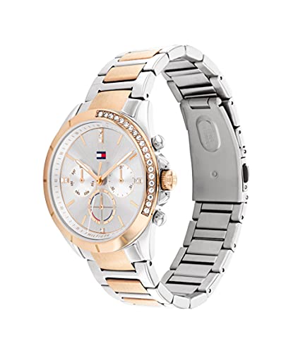 Tommy Hilfiger Reloj Analógico de Cuarzo multifunción para Mujer con Correa en Acero Inoxidable de Dos Tonos - 1782387