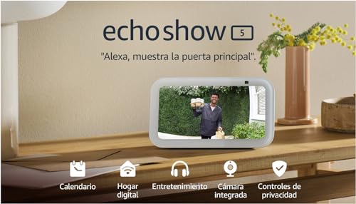 Echo Show 5 (Última generación) | Pantalla táctil inteligente con Alexa diseñada para controlar tus dispositivos de Hogar digital y más | Blanco
