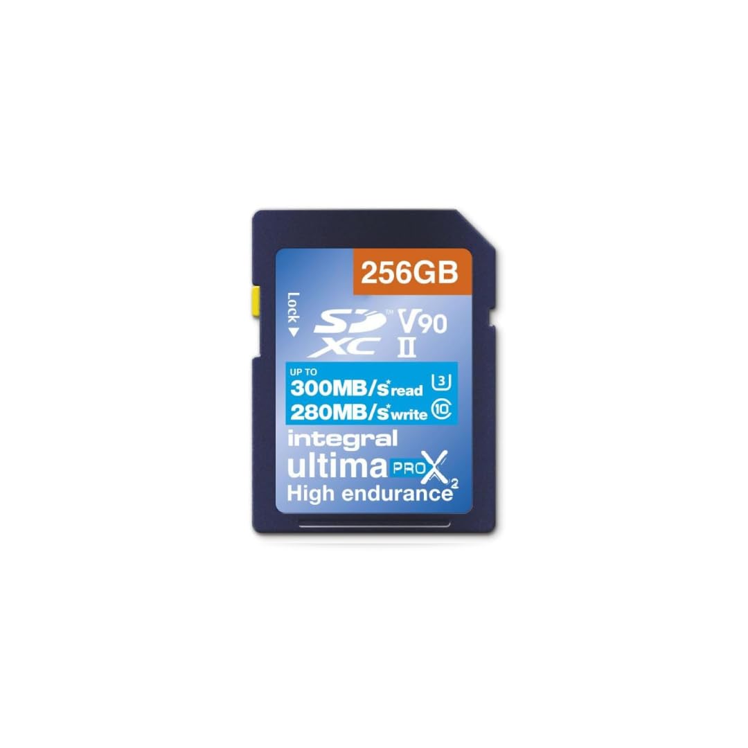 Integral Tarjeta SD de 256 GB UHS-II V90 con velocidades de Lectura de hasta 300 MB/s y velocidades de Escritura de 280 MB/s, Tarjeta de Memoria de óptima Velocidad Profesional SDXC
