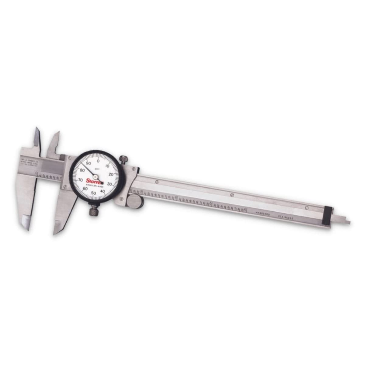 Starrett 120 A-6 Dial Calibre, acero inoxidable, Color blanco, 0 – 6 "Rango, +/-0.001 de rostro" Precisión, 0.001 Resolución