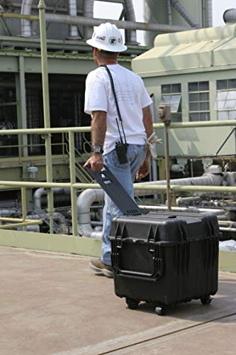 Peli 0340 contenedor de Transporte Profundo con Asas Laterales, asa retráctil y Ruedas robustas, IP67 estanco, 96L de Capacidad, Fabricado en EE.UU., con Espuma Personalizable, Color Negro